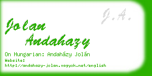 jolan andahazy business card